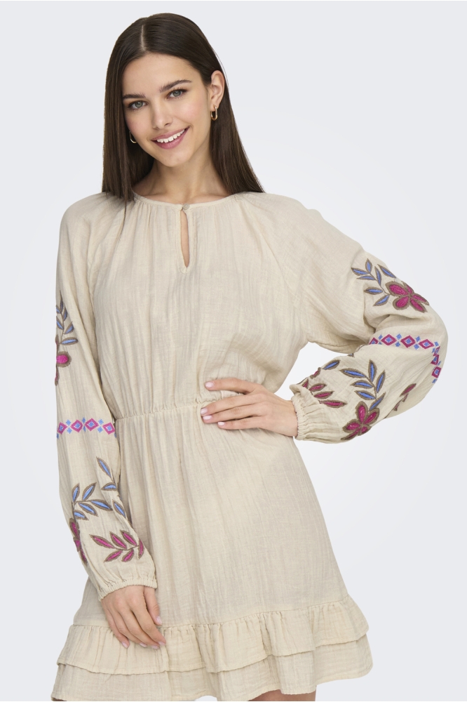 ONLBLAKE LIFE LS EMB DRESS WVN 15349357 PUMICE STONE